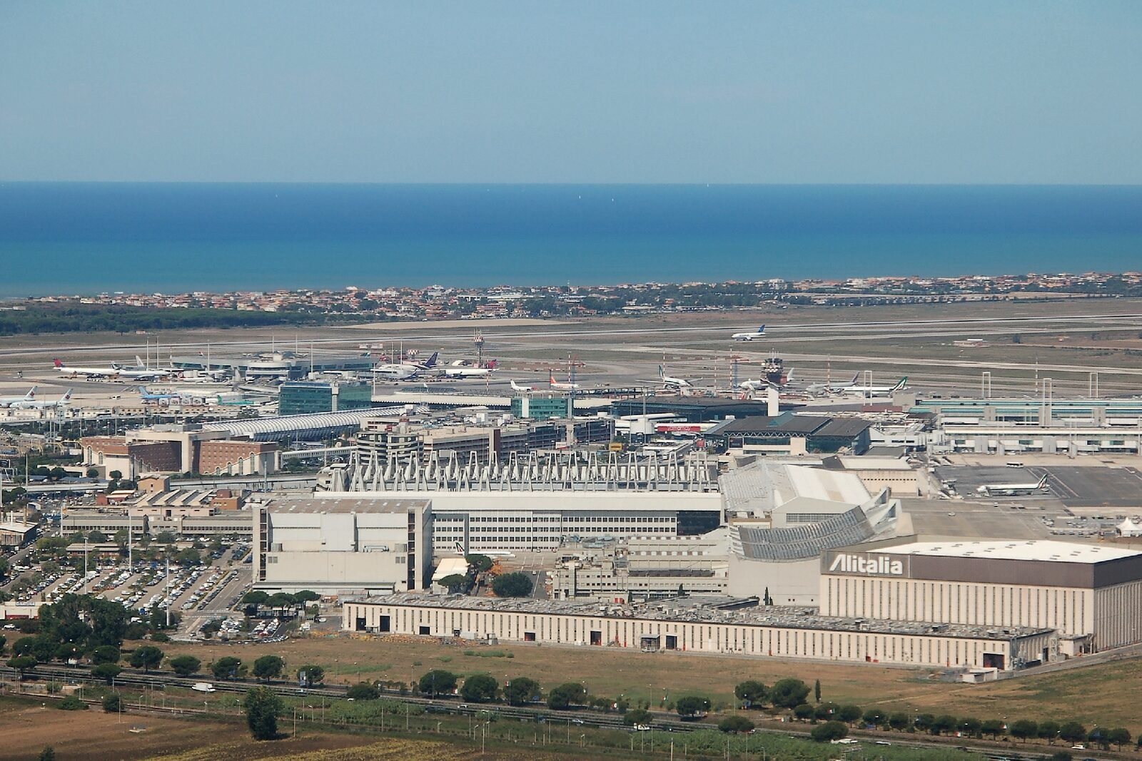Aerial view of Rome Fiumicino Airport.