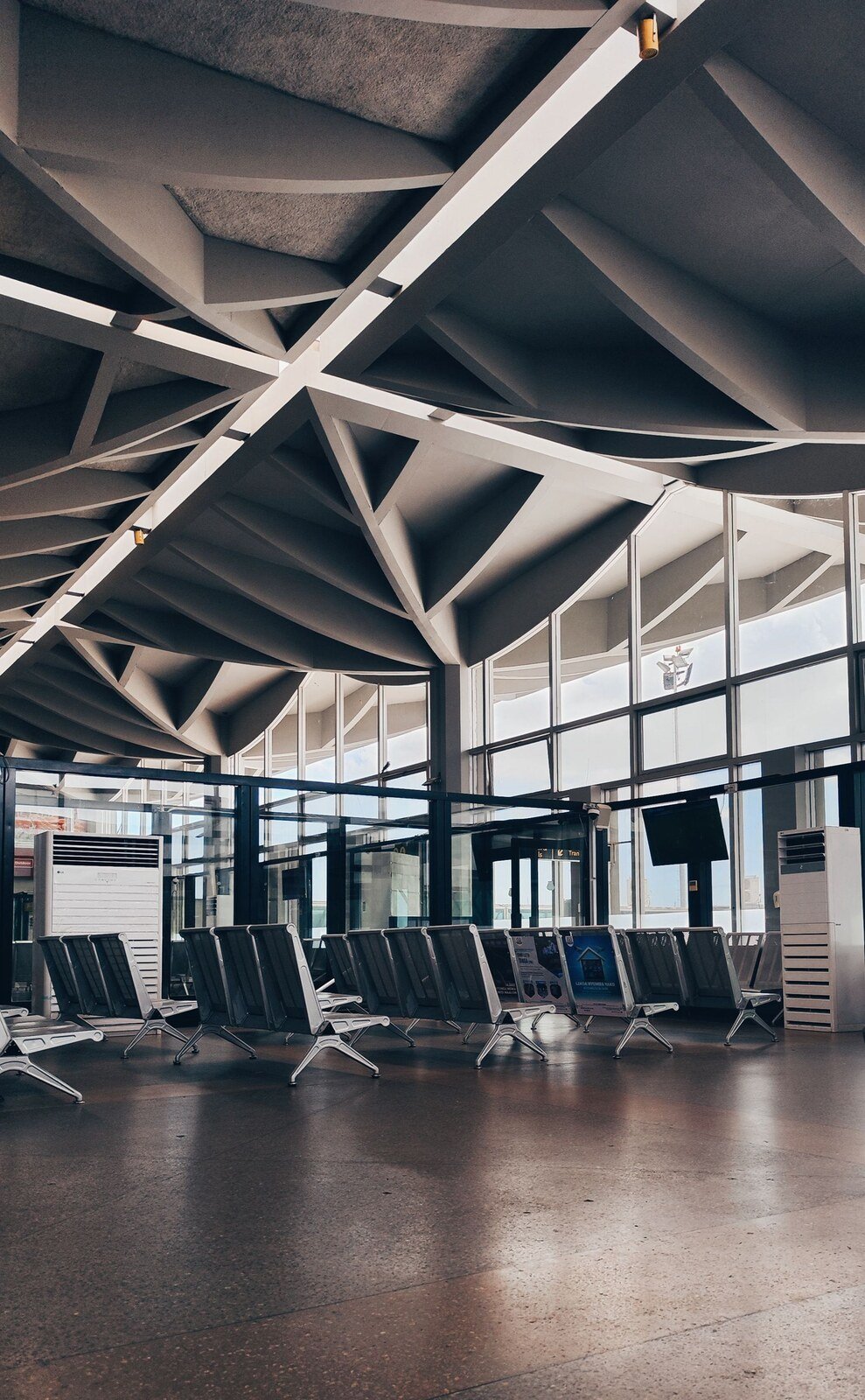 Structural detail of an airport terminal roof.